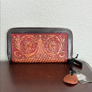 Myra Bag Brown and Orange Clutch